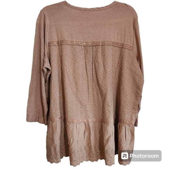 NWT LOGO by Lori Goldstein lace embroidered top - Picture 2 of 11